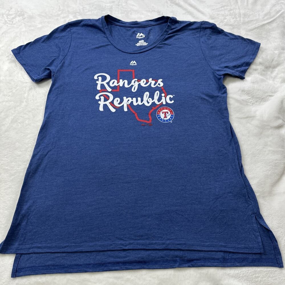Texas Rangers T Shirt Rangers Republic Womens Medium MLB Baseball Fan Blue Soft